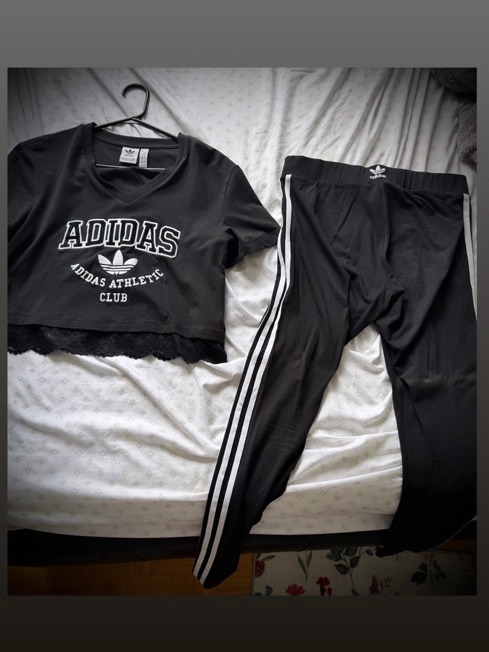 adidas Black Crewneck Tee with Trefoil Logo